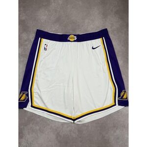 Los Angeles Lakers Shorts Men 48R 3XL White Purple NBA Basketball Nike VaporKnit